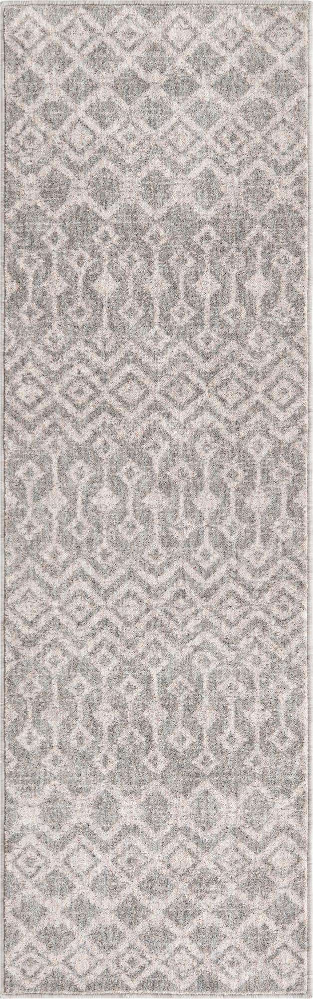 Gray 2' x 6' Eco Trellis Runner Area Rug 100% Recycled Space Dyed Polyester With Cotton Backing Geometric Pattern Eco-Friendly Carpet for Sale at Rug Engine