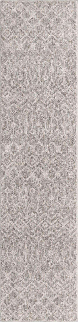 Gray 2' x 8' Eco Trellis Runner Area Rug 100% Recycled Space Dyed Polyester With Cotton Backing Geometric Pattern Eco-Friendly Carpet for Sale at Rug Engine