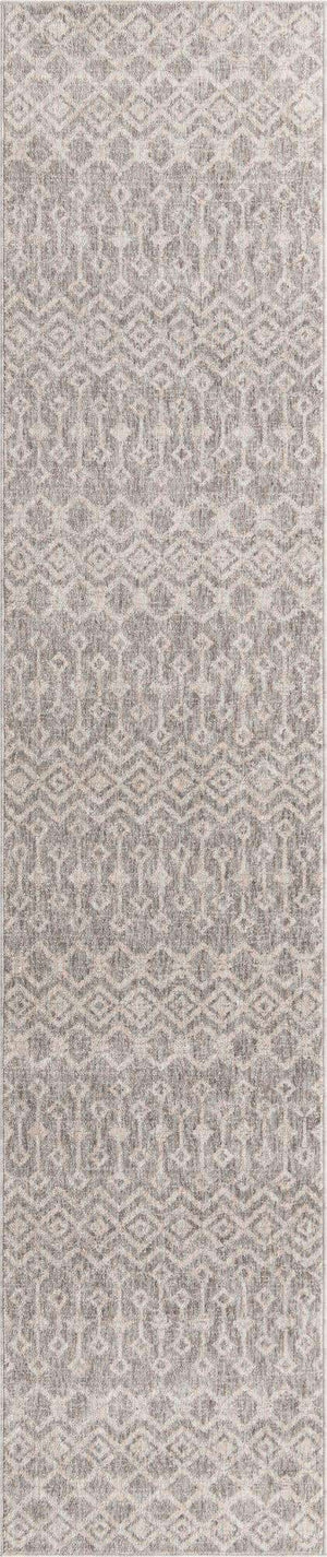Gray 2' 7 x 12' Eco Trellis Runner Area Rug 100% Recycled Space Dyed Polyester With Cotton Backing Geometric Pattern Eco-Friendly Carpet for Sale at Rug Engine