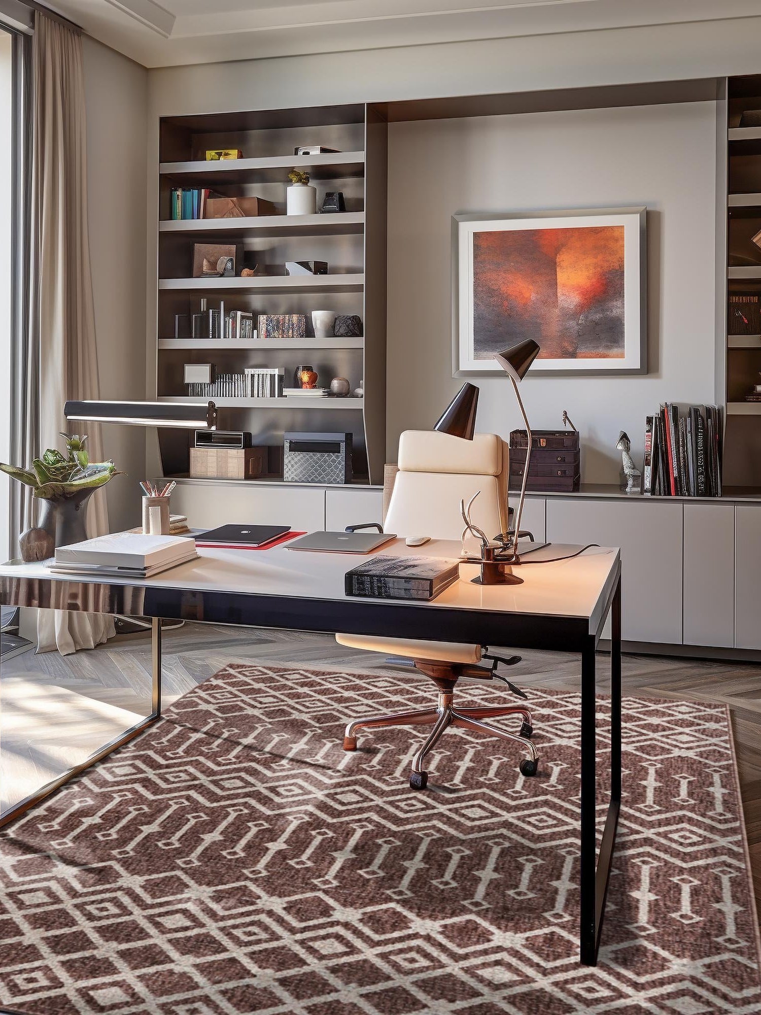 Dusty Rose 7' 10 x 10' Eco Trellis Rectangle Area Rug 100% Recycled Space Dyed Polyester With Cotton Backing Geometric Pattern Eco-Friendly Carpet for Sale at Rug Engine