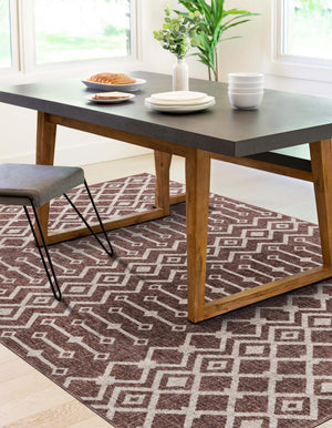 Dusty Rose 7' 10 x 10' Eco Trellis Rectangle Area Rug 100% Recycled Space Dyed Polyester With Cotton Backing Geometric Pattern Eco-Friendly Carpet for Sale at Rug Engine