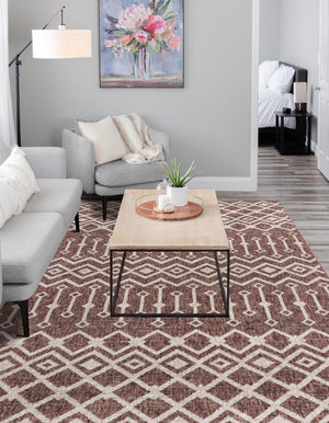 Dusty Rose 2' x 3' Eco Trellis Rectangle Area Rug 100% Recycled Space Dyed Polyester With Cotton Backing Geometric Pattern Eco-Friendly Carpet for Sale at Rug Engine