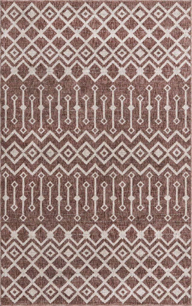 Dusty Rose 5' 3 x 8' Eco Trellis Rectangle Area Rug 100% Recycled Space Dyed Polyester With Cotton Backing Geometric Pattern Eco-Friendly Carpet for Sale at Rug Engine