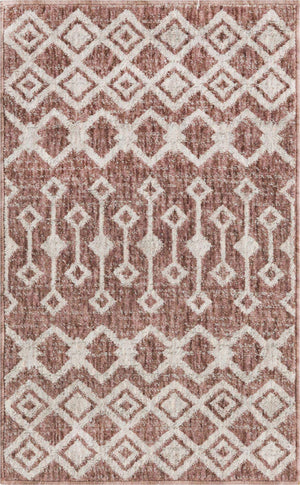Dusty Rose 2' x 3' Eco Trellis Rectangle Area Rug 100% Recycled Space Dyed Polyester With Cotton Backing Geometric Pattern Eco-Friendly Carpet for Sale at Rug Engine