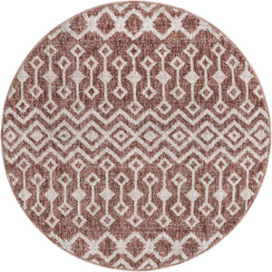 Dusty Rose 3' 3 x 3' 3 Eco Trellis Round Area Rug 100% Recycled Space Dyed Polyester With Cotton Backing Geometric Pattern Eco-Friendly Carpet for Sale at Rug Engine