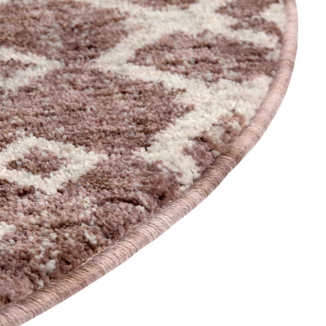 Dusty Rose 7' x 7' Eco Trellis Round Area Rug 100% Recycled Space Dyed Polyester With Cotton Backing Geometric Pattern Eco-Friendly Carpet for Sale at Rug Engine