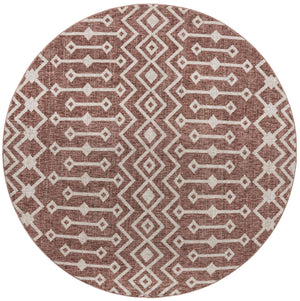 Dusty Rose 7' x 7' Eco Trellis Round Area Rug 100% Recycled Space Dyed Polyester With Cotton Backing Geometric Pattern Eco-Friendly Carpet for Sale at Rug Engine