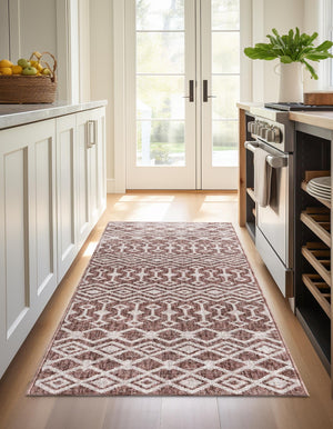 Dusty Rose 2' x 6' Eco Trellis Runner Area Rug 100% Recycled Space Dyed Polyester With Cotton Backing Geometric Pattern Eco-Friendly Carpet for Sale at Rug Engine