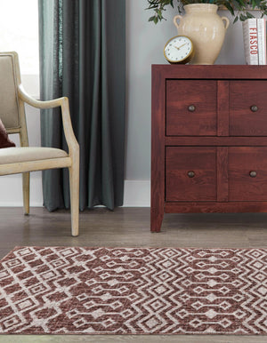 Dusty Rose 2' 7 x 12' Eco Trellis Runner Area Rug 100% Recycled Space Dyed Polyester With Cotton Backing Geometric Pattern Eco-Friendly Carpet for Sale at Rug Engine
