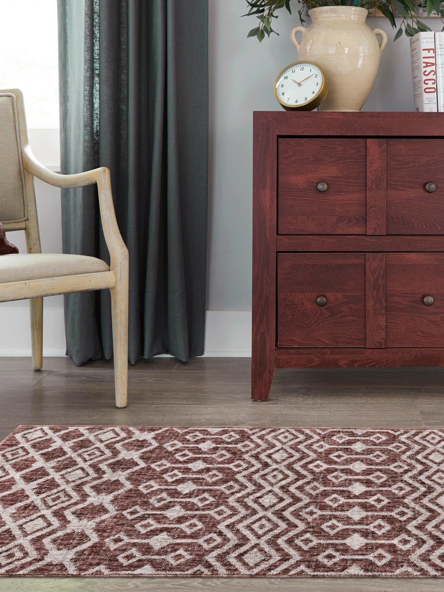 Dusty Rose 2' x 8' Eco Trellis Runner Area Rug 100% Recycled Space Dyed Polyester With Cotton Backing Geometric Pattern Eco-Friendly Carpet for Sale at Rug Engine