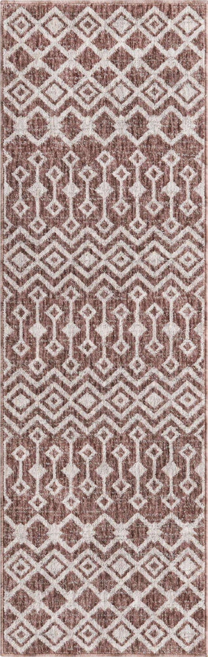 Dusty Rose 2' x 6' Eco Trellis Runner Area Rug 100% Recycled Space Dyed Polyester With Cotton Backing Geometric Pattern Eco-Friendly Carpet for Sale at Rug Engine