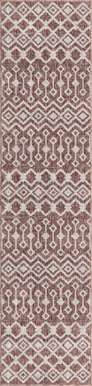 Dusty Rose 2' x 8' Eco Trellis Runner Area Rug 100% Recycled Space Dyed Polyester With Cotton Backing Geometric Pattern Eco-Friendly Carpet for Sale at Rug Engine