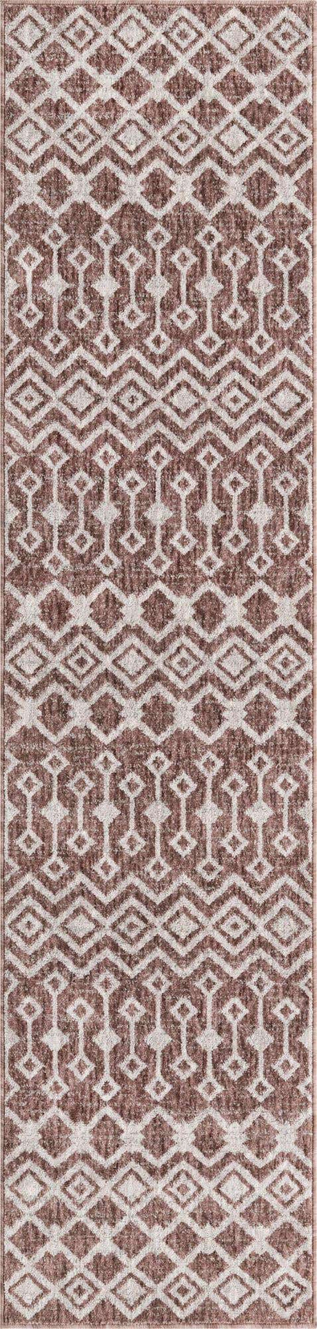 Dusty Rose 2' x 8' Eco Trellis Runner Area Rug 100% Recycled Space Dyed Polyester With Cotton Backing Geometric Pattern Eco-Friendly Carpet for Sale at Rug Engine