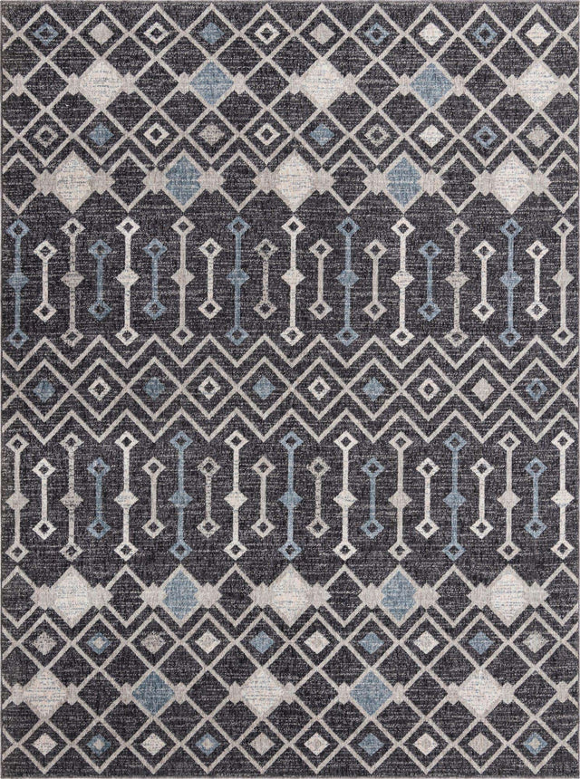 Charcoal Gray 7' 10 x 10' Eco Trellis Rectangle Area Rug 100% Recycled Space Dyed Polyester With Cotton Backing Geometric Pattern Eco-Friendly Carpet for Sale at Rug Engine