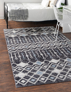 Charcoal Gray 7' 10 x 10' Eco Trellis Rectangle Area Rug 100% Recycled Space Dyed Polyester With Cotton Backing Geometric Pattern Eco-Friendly Carpet for Sale at Rug Engine