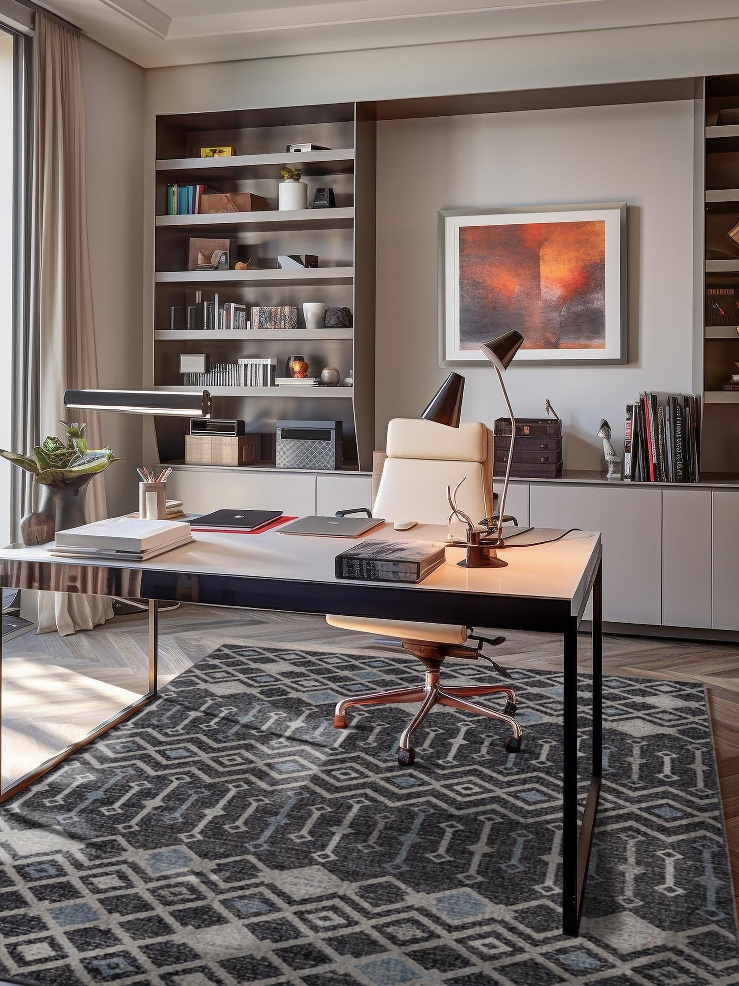 Charcoal Gray 2' x 3' Eco Trellis Rectangle Area Rug 100% Recycled Space Dyed Polyester With Cotton Backing Geometric Pattern Eco-Friendly Carpet for Sale at Rug Engine