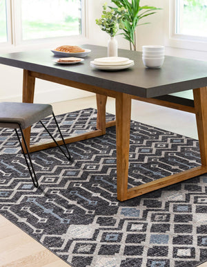 Charcoal Gray 7' 10 x 10' Eco Trellis Rectangle Area Rug 100% Recycled Space Dyed Polyester With Cotton Backing Geometric Pattern Eco-Friendly Carpet for Sale at Rug Engine