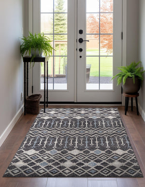 Charcoal Gray 7' 10 x 10' Eco Trellis Rectangle Area Rug 100% Recycled Space Dyed Polyester With Cotton Backing Geometric Pattern Eco-Friendly Carpet for Sale at Rug Engine