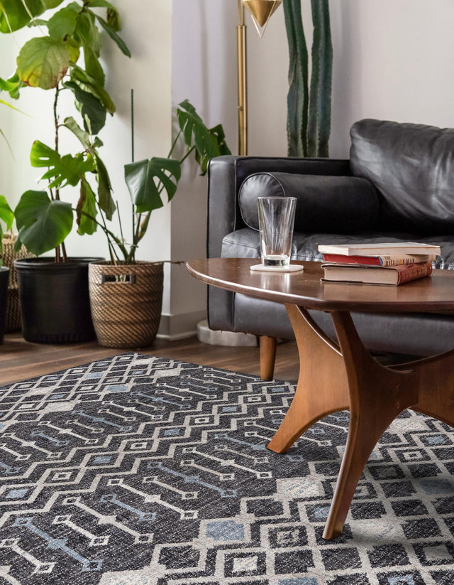 Charcoal Gray 2' x 3' Eco Trellis Rectangle Area Rug 100% Recycled Space Dyed Polyester With Cotton Backing Geometric Pattern Eco-Friendly Carpet for Sale at Rug Engine