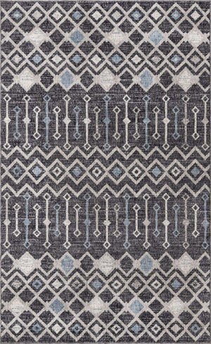 Charcoal Gray 5' 3 x 8' Eco Trellis Rectangle Area Rug 100% Recycled Space Dyed Polyester With Cotton Backing Geometric Pattern Eco-Friendly Carpet for Sale at Rug Engine