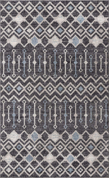 Charcoal Gray 5' 3 x 8' Eco Trellis Rectangle Area Rug 100% Recycled Space Dyed Polyester With Cotton Backing Geometric Pattern Eco-Friendly Carpet for Sale at Rug Engine