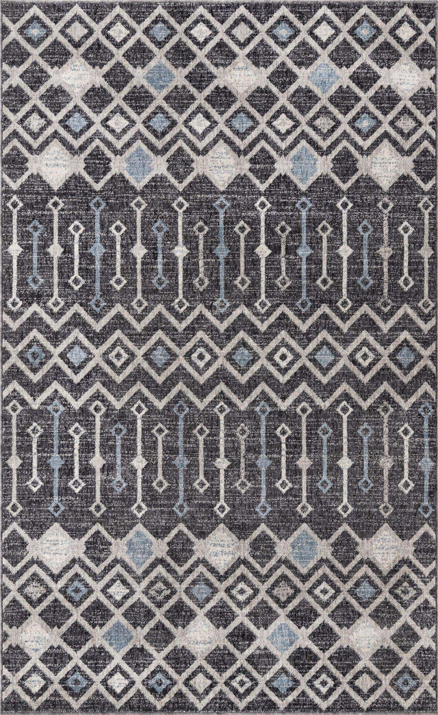 Charcoal Gray 5' 3 x 8' Eco Trellis Rectangle Area Rug 100% Recycled Space Dyed Polyester With Cotton Backing Geometric Pattern Eco-Friendly Carpet for Sale at Rug Engine