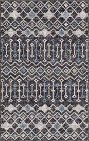 Charcoal Gray 4' x 6' Eco Trellis Rectangle Area Rug 100% Recycled Space Dyed Polyester With Cotton Backing Geometric Pattern Eco-Friendly Carpet for Sale at Rug Engine