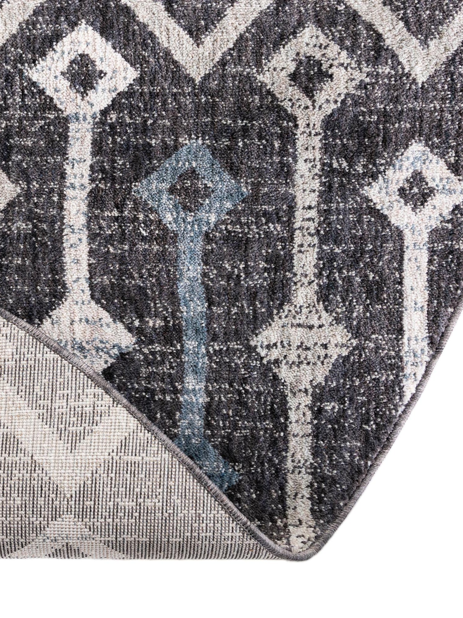 Charcoal Gray 7' x 7' Eco Trellis Round Area Rug 100% Recycled Space Dyed Polyester With Cotton Backing Geometric Pattern Eco-Friendly Carpet for Sale at Rug Engine