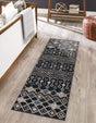 Charcoal Gray 2' 7 x 12' Eco Trellis Runner Area Rug 100% Recycled Space Dyed Polyester With Cotton Backing Geometric Pattern Eco-Friendly Carpet for Sale at Rug Engine