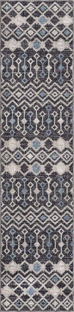 Charcoal Gray 2' x 8' Eco Trellis Runner Area Rug 100% Recycled Space Dyed Polyester With Cotton Backing Geometric Pattern Eco-Friendly Carpet for Sale at Rug Engine