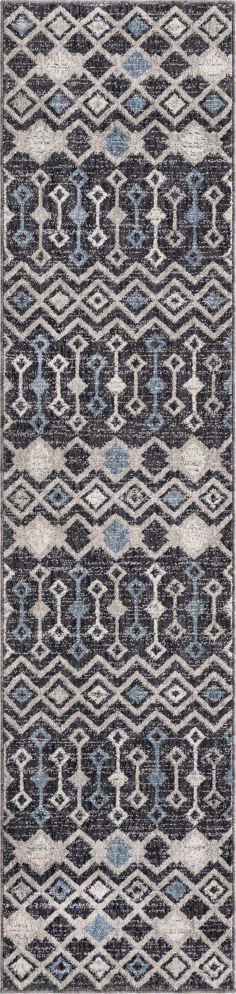 Charcoal Gray 2' x 8' Eco Trellis Runner Area Rug 100% Recycled Space Dyed Polyester With Cotton Backing Geometric Pattern Eco-Friendly Carpet for Sale at Rug Engine