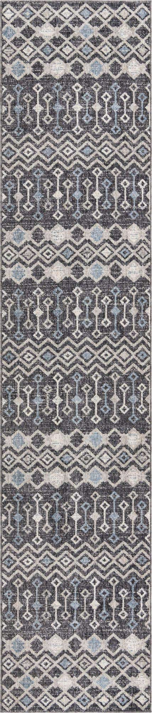Charcoal Gray 2' 7 x 12' Eco Trellis Runner Area Rug 100% Recycled Space Dyed Polyester With Cotton Backing Geometric Pattern Eco-Friendly Carpet for Sale at Rug Engine