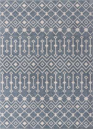 Harbor Blue 10' x 13' Eco Trellis Rectangle Area Rug 100% Recycled Space Dyed Polyester With Cotton Backing Geometric Pattern Eco-Friendly Carpet for Sale at Rug Engine