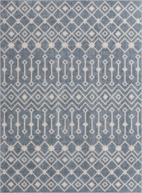 Harbor Blue 7' 10 x 10' Eco Trellis Rectangle Area Rug 100% Recycled Space Dyed Polyester With Cotton Backing Geometric Pattern Eco-Friendly Carpet for Sale at Rug Engine