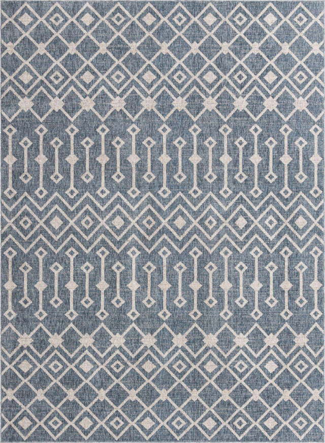 Harbor Blue 7' 10 x 10' Eco Trellis Rectangle Area Rug 100% Recycled Space Dyed Polyester With Cotton Backing Geometric Pattern Eco-Friendly Carpet for Sale at Rug Engine