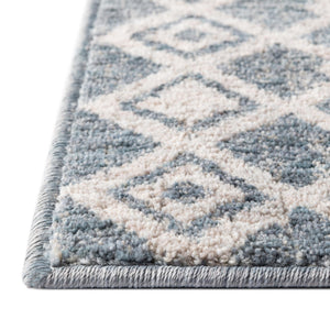 Harbor Blue 4' x 6' Eco Trellis Rectangle Area Rug 100% Recycled Space Dyed Polyester With Cotton Backing Geometric Pattern Eco-Friendly Carpet for Sale at Rug Engine
