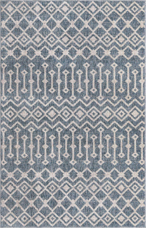Harbor Blue 4' x 6' Eco Trellis Rectangle Area Rug 100% Recycled Space Dyed Polyester With Cotton Backing Geometric Pattern Eco-Friendly Carpet for Sale at Rug Engine