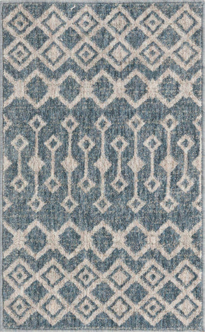 Harbor Blue 2' x 3' Eco Trellis Rectangle Area Rug 100% Recycled Space Dyed Polyester With Cotton Backing Geometric Pattern Eco-Friendly Carpet for Sale at Rug Engine