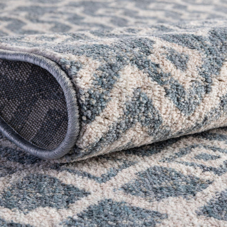 Harbor Blue 7' x 7' Eco Trellis Round Area Rug 100% Recycled Space Dyed Polyester With Cotton Backing Geometric Pattern Eco-Friendly Carpet for Sale at Rug Engine