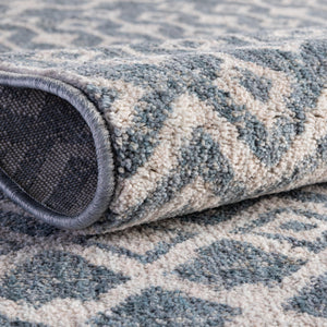 Harbor Blue 3' 3 x 3' 3 Eco Trellis Round Area Rug 100% Recycled Space Dyed Polyester With Cotton Backing Geometric Pattern Eco-Friendly Carpet for Sale at Rug Engine