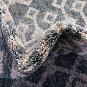 Harbor Blue 3' 3 x 3' 3 Eco Trellis Round Area Rug 100% Recycled Space Dyed Polyester With Cotton Backing Geometric Pattern Eco-Friendly Carpet for Sale at Rug Engine