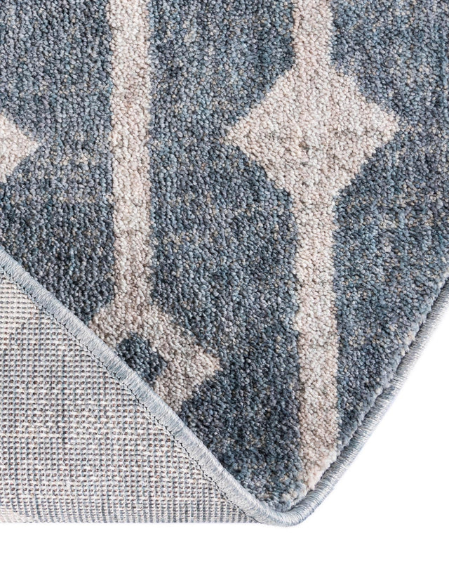 Harbor Blue 3' 3 x 3' 3 Eco Trellis Round Area Rug 100% Recycled Space Dyed Polyester With Cotton Backing Geometric Pattern Eco-Friendly Carpet for Sale at Rug Engine