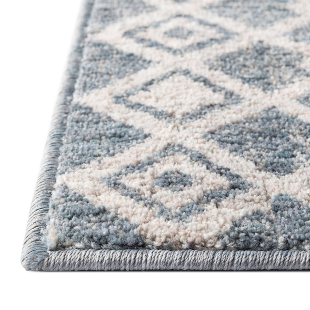Harbor Blue 2' x 8' Eco Trellis Runner Area Rug 100% Recycled Space Dyed Polyester With Cotton Backing Geometric Pattern Eco-Friendly Carpet for Sale at Rug Engine