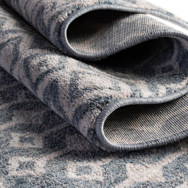 Harbor Blue 2' x 8' Eco Trellis Runner Area Rug 100% Recycled Space Dyed Polyester With Cotton Backing Geometric Pattern Eco-Friendly Carpet for Sale at Rug Engine