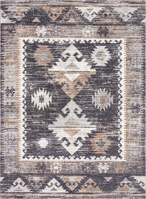 Charcoal Gray 10' x 13' Eco Southwestern Rectangle Area Rug 100% Recycled Space Dyed Polyester With Cotton Backing Carpet for Natural Home Decor for Sale at Rug Engine