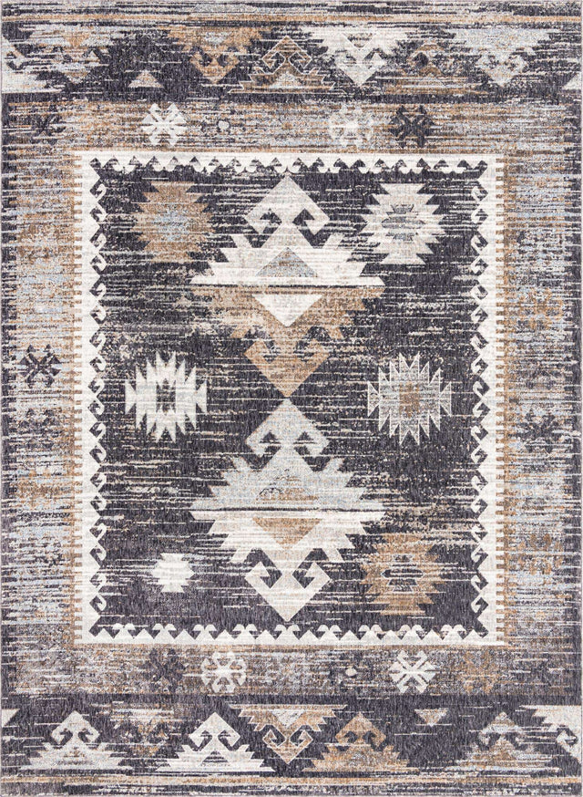 Charcoal Gray 10' x 13' Eco Southwestern Rectangle Area Rug 100% Recycled Space Dyed Polyester With Cotton Backing Carpet for Natural Home Decor for Sale at Rug Engine