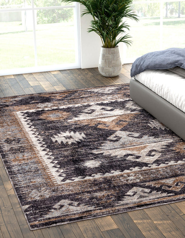 Charcoal Gray 2' x 3' Eco Southwestern Rectangle Area Rug 100% Recycled Space Dyed Polyester With Cotton Backing Carpet for Natural Home Decor for Sale at Rug Engine