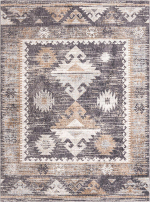 Charcoal Gray 7' 10 x 10' Eco Southwestern Rectangle Area Rug 100% Recycled Space Dyed Polyester With Cotton Backing Carpet for Natural Home Decor for Sale at Rug Engine