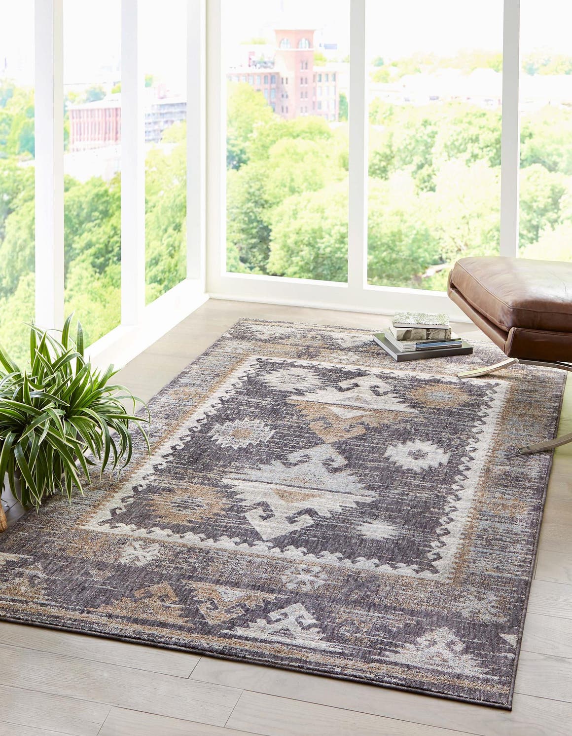 Charcoal Gray 10' x 13' Eco Southwestern Rectangle Area Rug 100% Recycled Space Dyed Polyester With Cotton Backing Carpet for Natural Home Decor for Sale at Rug Engine