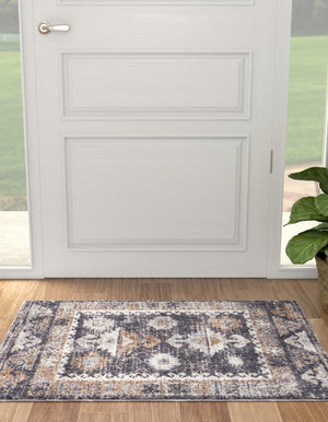 Charcoal Gray 2' x 3' Eco Southwestern Rectangle Area Rug 100% Recycled Space Dyed Polyester With Cotton Backing Carpet for Natural Home Decor for Sale at Rug Engine
